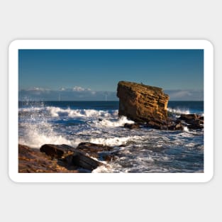 Rough Sea at Charlies Garden, Seaton Sluice Sticker